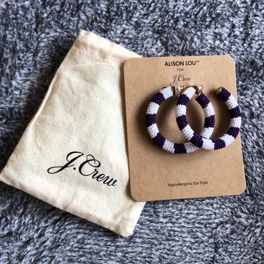 Alison Lou for J. Crew Purple/White Hoop Earrings